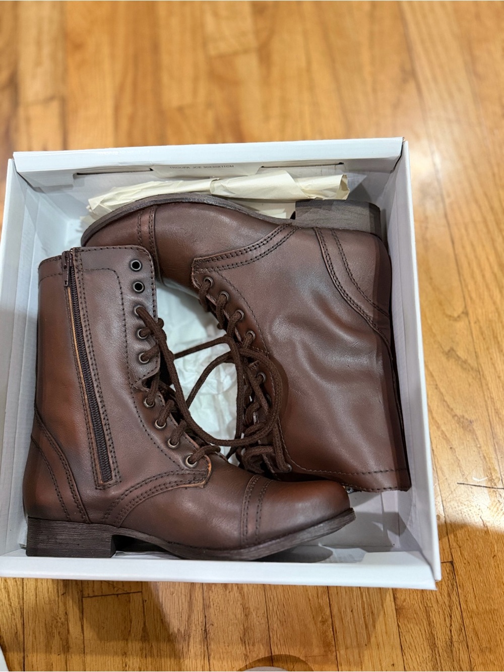 Steve Madden Brown Lace-Up Combat Boots - Picture 7 of 9